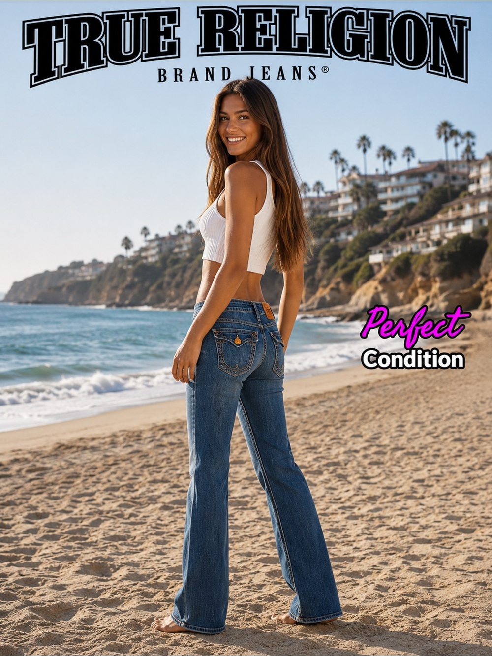 True Religion Women's Blue Jeans - Sexy Fit, Modern High-End Lux Style, Size 28